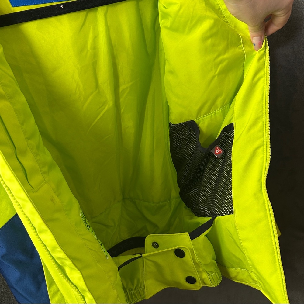 Spyder Boys Challenger Ski Jacket Sharp Lime Size 12 Insulated Winter Coat - Picture 14 of 17